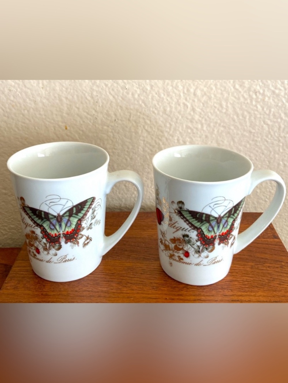 VTG FRINGE STUDIO PORCELAIN DISHWASHER & MICROWAVE SAFE BUTTERFLY Set of 2!